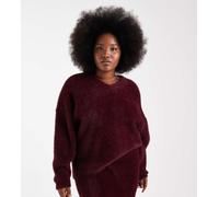 Esclusiva Renee Studio Plus - Maglione soffice bordeaux con scollo a V in coordinato-Rosso 52
