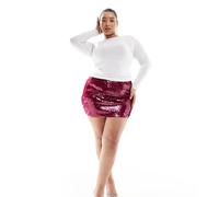 Esclusiva Renee Studio Plus - Minigonna color vino con paillettes-Rosso 50