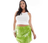 Esclusiva Renee Studio Plus - Minigonna in paillettes a disco verde 46