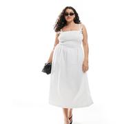 Esclusiva Renee Studio Plus - Vestito midi arricciato a righe bianche e nere-Multicolore 44