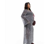 Esclusiva Renee Studio Plus x Holly Wynne - Gonna lunga grigia a quadri in coordinato-Grigio 52