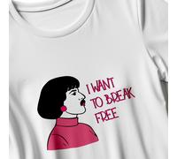 ESCLUSIVA T-shirt FREDDIE MERCURY QUEEN I WANT TO BREAK FREE | tutte le taglie