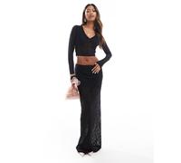 Esclusiva The Frolic - Gonna lunga nera con fiocco in pizzo in coordinato-Nero 40