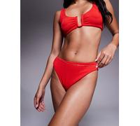 Esclusiva The Frolic - Slip bikini in tessuto stropicciato rosso in coordinato 42