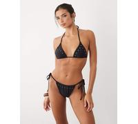 Esclusiva The Frolic - Slip bikini nero con laccetti laterali e borchie in coordinato 38
