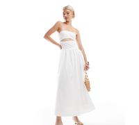 Esclusiva The Frolic - Vestito lungo bianco in popeline a fascia con cut-out allacciato sul retro 38
