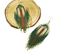 Esclusivi orecchini a goccia Boemia, perle di vetro fatte a mano, nappe floreali, accessori per orecchie, gioielli fatti a mano, regalo, orecchini di perle leggere, Taglia unica, come descritto