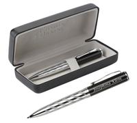 Esclusivo Charles Dickens® Penna A Sfera BATTLE Argento/Nero Incisione Laser