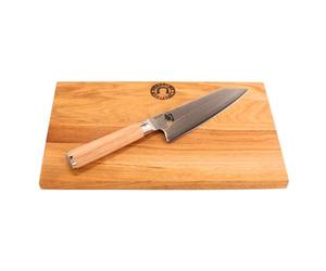 ESCLUSIVO - Kai Shun Coltello Limit DM-0777W, Cuoco giapponese kiritsuke concesso su Classic Bundle + Limit botte concesso su tagliere in legno, 30x18 cm