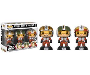 Esclusivo Star Wars X-Wing 3 Pack 3.75" Pop Vinyl Funko Biggs Wedge Porkins