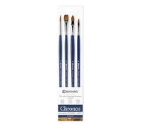 Escoda Chronos Series - Set di pennelli professionali per olio e acrilico, in fibra sintetica, 4 pezzi