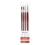 Escoda | Olio e Acrilico | Serie Marfil Set per Olio e Acrilico | Misura 10,12,12,14 | 4 Pennelli | Chengdu Sintetico | Brillante + Filbert + Punta Rotonda
