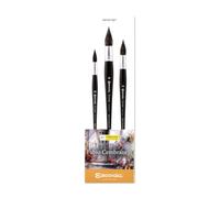 ESCODA Set 3 Pennelli Acquerello - N.10,14,18 Tondo Piuma Fibra Sintetica Petit Gris Set #1 Fabio Cembranelli Serie Ultimo Professionale Fatto a Mano a Barcellona.