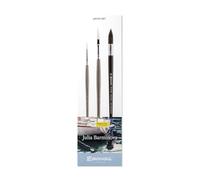ESCODA Set 3 Pennelli Acquerello - N. 6 Punta Tonda, N. 1/4" forma a Spada, N.12 Tondo Punta Piuma Fibra Sintetica Julia Barminova Serie Perla Ultimo Professionale Fatto a mano a Barcellona.