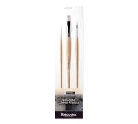 ESCODA Set 3 Pennelli Olio - Acrilico N. 2 Punta Tonda e N. 8, 16 Set 2 Setola di maiale Piatto Quadrato Antonio López Serie Classico Professionale Fatto a mano a Barcellona.