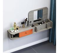 Escritorio flotante para maquillaje montado en la pared con cajones, tocador esquinero simple para espacios pequeños, Mesa de Maquillaje Flotante(Grey,128cm/50.3in)