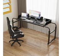Escritorio sobre cama ajustable de 115 a 82.7 in, mesita de noche móvil con 4 ruedas, altura ajustable de 65 a 37.4 in, escritorio para computadora, estación de trabajo de pie para