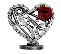 Escultura Retro En Forma De Corazón - Estatua De Corazón Eterno De Metal Simulado Con Diseño De Rosa, Decoración De Escritorio Con Cadena Vintage Para Dormitorio, Sala De Estar, Oficina, Regalo Para S