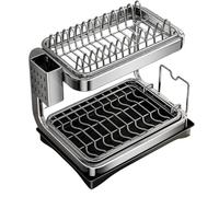 Escurridor de Trastes Para Cocina, 2 Tier Kitchen Drying Rack， Kitchen Organizers and Storage Rack with Drainboard and Cutlery Holder，Dish Racks for Kitchen Counter(2)