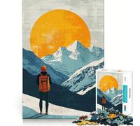 Escursione al tramonto in montagna innevata, puzzle da 1000 pezzi per adolescenti, gioco per esercitare la mente, momento di condivisione, taglio di precisione, pezzo da collezione artistica 50x75cm
