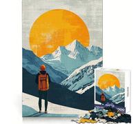 Escursione al tramonto in montagna innevata Puzzle da 1000 pezzi per adolescenti Pensa intelligente Giocattolo per momenti di condivisione Taglio liscio Lista dei desideri di Babbo Natale 38x52cm