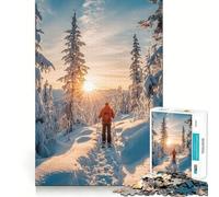 Escursione con le ciaspole al tramonto - Puzzle da 1000 pezzi per adolescenti - Stimola la memoria - Tranquillità - Taglio di alta qualità - Regalo sentito (38x52cm)