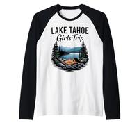 Escursione per Ragazze a Lake Tahoe Campfire Lake Weekend Maglia con Maniche Raglan