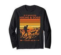 Escursionismo & Dogs Count Me in Retro Tramonto Hiker Maglia a Manica