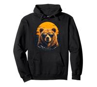 Escursionismo Orso con Occhiali da Sole Retro Montagna Art Felpa con Cappuccio