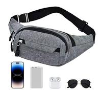 Escursionismo - Pacchetto Cinghia Da Viaggio Impermeabile, Sacchetto Di Strisce Leggere | Borsa Per Natiche Casual Alla Moda Scorre con Cinghia Regolabile, Accessori Per Lo Shop, grigio, Se