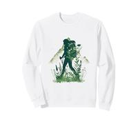 Escursionista, Silhouette, con, Fiori Selvatici, e, Montagna, Arte Felpa