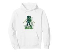 Escursionista, Silhouette, con, Fiori Selvatici, e, Montagna, Arte Felpa con Cappuccio