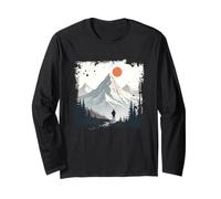 Escursionisti in montagna Amo le montagne escursionismo alberi natura Maglia a Manica