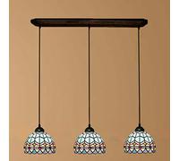 ESDFGYU Lampadario in Stile Tiffany, Plafoniere in Vetro colorato a 3 Teste, Plafoniere a Sospensione con Decorazione retrò per Sala da Pranzo, Soggiorno, Camera da Letto (Colore : 5)