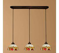 ESDFGYU Lampadario in Stile Tiffany, Plafoniere in Vetro colorato a 3 Teste, Plafoniere a Sospensione con Decorazione retrò per Sala da Pranzo, Soggiorno, Camera da Letto (Colore : 9)