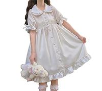 Esdlajks Lolita Gothic Dress Giapponese Dolce Girl Lolita Drees Kawaii Peter Pan Collar Cute Ruffle a Maniche a Soffio Drees Solido Colore Solido Elegante Retro Lady Drees