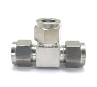 ESDUAIOP Raccordo di collegamento for giunto pneumatico a compressione aria, raccordo a T con ghiera in acciaio inossidabile 304, diametro esterno del tubo 10 mm, a 3 vie