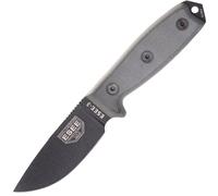 ESEE Knives Modello 3 lama nera, manico grigio 3P-MB-B con fodero + clip e supporto MOLLE