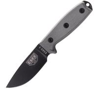 ESEE Knives Modello 3 lama nera, manico grigio con fodero + clip