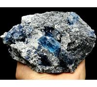 Esemplare di cristallo di fluorite cubo blu trasparente raro 797,7 g di cristallo naturale/Cina A0148 Cristalli Reiki