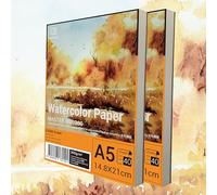 ESENG® Carta ad acquerello di alta qualità, formato DIN A5, 2 x 40 fogli, 300 g/mq, colore bianco, blocco per acquerello, disegno, pittura