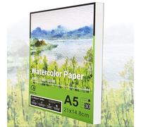 ESENG® Carta ad acquerello premium DIN A5, 100% cotone, 30 fogli, 300 g/mq, colore bianco, blocco ad acquerello, blocco da colorare per acquerello, disegno, pittura