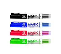 ESENG® Marcatore per lavagne bianche Magic WM-218 con cartucce intercambiabili, punte rotonde con larghezza della linea di 2-3 mm (Nero/Blu/Rosso/Verde)