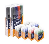 ESENG® Marcatore per lavagne bianche Magic WM-218 con cartucce intercambiabili, punte rotonde con larghezza della linea di 2-3 mm (Nero/Blu/Rosso/Verde)