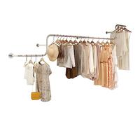 EsEntL Appendiabiti a Parete, Boutique Negozio di Abbigliamento Espositore per Abiti Creativi, Asta Appendiabiti Multiuso Scaffale per Abiti al Dettaglio, Organizzatore per riporre, Silvery, Metallo