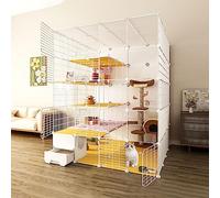 EsEntL Gabbie per Gatti di Grandi Dimensioni da Interno, Box Fai-da-Te Con Lettiera, Cuccia Staccabile in Filo Metallico Semi-Chiuso, Recinto per Animali Domestici, Ampio Spazio