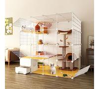 EsEntL Gabbie per Gatti di Grandi Dimensioni da Interno, Box Fai-da-Te Con Lettiera, Cuccia Staccabile in Filo Metallico Semi-Chiuso, Recinto per Animali Domestici, Ampio Spazio