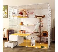 EsEntL Gabbie per Gatti di Grandi Dimensioni da Interno, Box per Gatti Fai-da-Te con lettiera per Gatti, Cuccia Staccabile in Filo Metallico Semi-Chiuso Recinto per Animali Domestici, Ampio Spazio