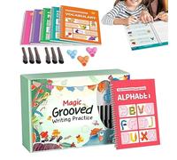 Esercizi di scrittura per bambini - Quaderno di esercizi per il disegno con linee scanalate | Con manici per penne, libro di esercizi di scrittura, per bambini in età prescolare