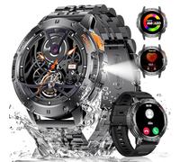 ESFOE 2025 Orologio Smartwatch Uomo con Torcia LED,1,43'' AMOLED Militari Smart Watch con impermeabile 5ATM,530 mAh Fitness Tracker Contapassi 120+ Modalità Sport robusto orologio con Chiamate